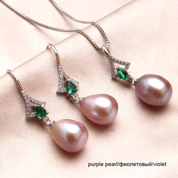 Skutočné Sladkovodné Perly Šperky Set Ženy,trendy 925 Strieborný Náhrdelník Náušnice, Sety Dievča, Darček k Narodeninám
