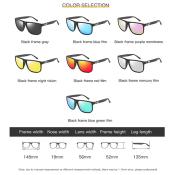 Dizajn značky Polarizované slnečné Okuliare Classic Muži Ženy Povlak Zrkadlo Jazdy Slnečné Okuliare Retro Štvorcový Rám Okuliare UV400 Odtiene