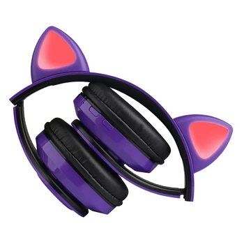 Roztomilé Mačka Bluetooth 5.0 Slúchadlá Bezdrôtové Hifi Hudbu Stereo Bass Slúchadlá, LED Svetlo, Mobilné Telefóny Dievča Skladacie Slúchadlá Pre PC