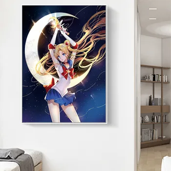 HD Vytlačí Domova Sailor Moon Maľovanie Plagátu na Stenu Umelecké Plátno Japonské Kreslené Úlohu Modulárny Č Rám Obrázky Pre Obývacia Izba