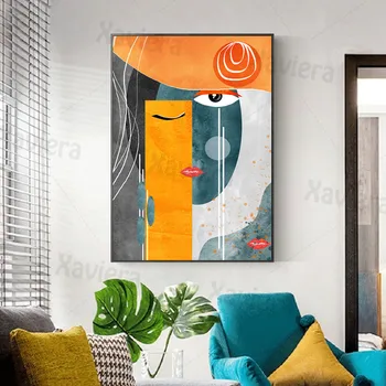 Moderné Abstraktné Obrázok Maľovanie Split Tvár Geometrické Plátno Plagát Vytlačí Wall Art Obrázky, Obývacia Izba, Spálňa Domova