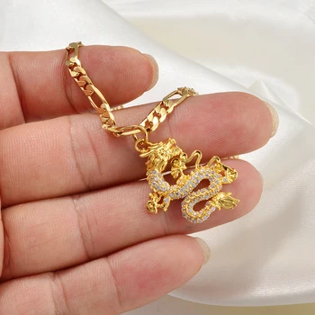 Anniyo Dragon Anklet Ženy, Dievčatá Čínsky Štýl, CZ Šperky Cubic Zirconia Maskot Ozdoby Šťastie Symbol Nohy Reťazca #080604