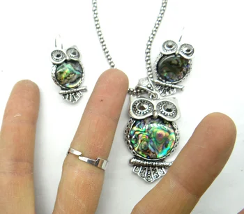 Prírodný kameň Turquoises Kremeň Opal Abalone shell sova prívesok pre kutilov, Šperky, takže Krúžok náhrdelník nastaviť A10