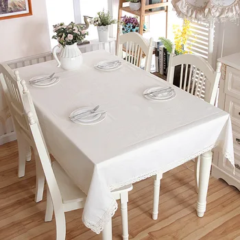 Jednofarebné Tablecothes Biele Čipky Tabuľka Kryt Polyester Obdĺžnik Stôl Dekorácie Nepremokavé Oilproof Tabuľka Protector