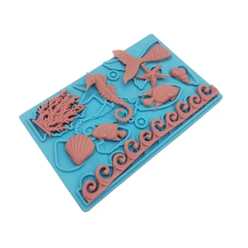Hviezdice morských koníkov Rybí chvost Coral Morské Živočíchy, Silikónové Formy Sugarcraft Cupcake Pečenie Formy Fondant Cake Zdobenie Nástroje