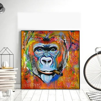 RELIABLI UMELECKÉ Plátno Obrazy Zvierat Plagáty A Vytlačí Opice Graffiti Obrázky Domov Stene Obývacej Miestnosti Dekorácie Č Rám
