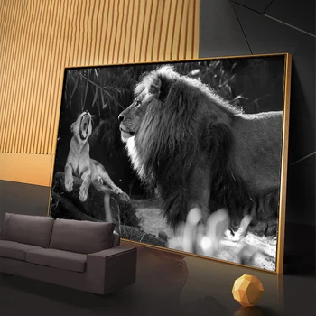 Africká divoká lev čiernej a bielej zvierat plátno na maľovanie plagátu domov tlač steny v obývacej izbe umelec domáce dekorácie Cuadros
