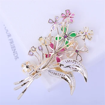 Luxusné Farebné Kvetinové AAA Cubic Zirconia Brošňa Pre Ženy Pearl Kolíky Brošňa Sveter Corsage Crystal Drahokamu Príslušenstvo