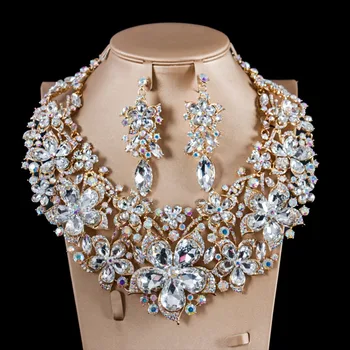 LAN PALÁC afriky korálky náhrdelník šperky set big rakúskeho kryštálu náhrdelník a náušnice svadobný náhrdelník doprava zadarmo