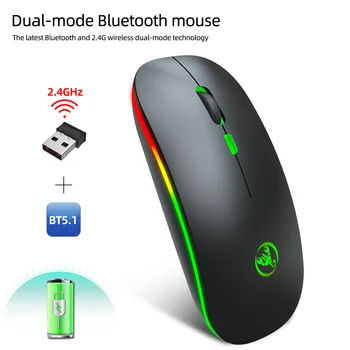 Bezdrôtová Myš BluetoothRechargeable Myši Bezdrôtový Počítač Tichý Mause Podsvietený Ergonomic Gaming Mouse Na Notebook PC