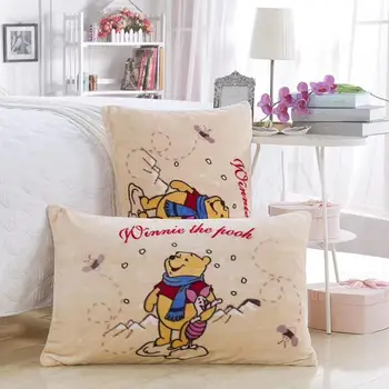 Disney Flanelové obliečky na Vankúše 1Pcs Cartoon žltá Medvedík Pú Pár Vankúš pre deti Dekoratívne PillowsCase 48x74cm hot