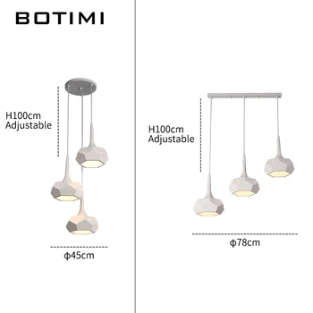 BOTIMI Geometrické LED Svetiel Prívesok S Kovovým Tienidlo Pre Jedáleň Biela Prívesok Lampa Triple Lesk Kuchyňa Kolo Hanglamp