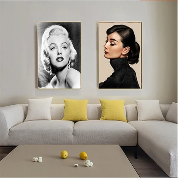 MUTU Wall Art Vytlačí Plagáty Marilyn Monroe Audrey Hepburn Citácie Plátno na Maľovanie Obrázkov na Obývacia Izba Domova Bez Rámu