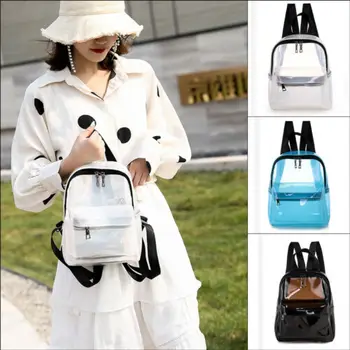 Móda Transparentné Mini Tašky Ladies dámske Letné Nepremokavé Jelly Školský Batoh Black Blue White