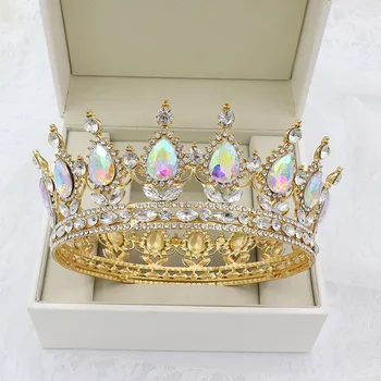 Drahokamu Svadobné Headpiece Vlasy, Šperky Hlavu Príslušenstvo Crystal Tiaras Nevesta Svadobné Crown Royal Queen Kráľ Kolo Diadem Dary