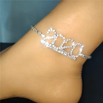 Novelly Drahokamu 1985-2020 Rok Narodenia Počet Anklet Náramok pre Ženy Darček Luxusné Digital Crystal Anklet Reťazca Nohy Šperky