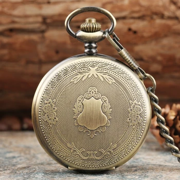 Kreatívne Bronze/Silver/ Gold Jemné Vyrezávané Vzor Štít Vreckové Hodinky Quartz Analógové Kvetinový ratan Pocketwatch Reloj de madera