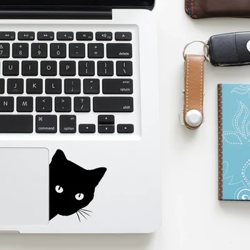 Vtipné Zvedavý Čierna Mačka, Obtisky Notebook Trackpad Nálepka pre Macbook Pro Air Retina 11 12 13 15 palcov Mac Notebook HP Touchpad Pokožky