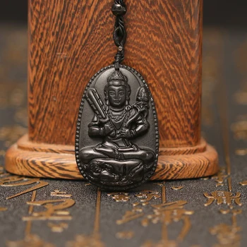 Prírodné Obsidian Vyrezávané Buddha, Šťastie, Amulety, Šťastie, Náhrdelníky, Módne Šperky Liečivý Kameň Šperky Pre Mužov A Ženy