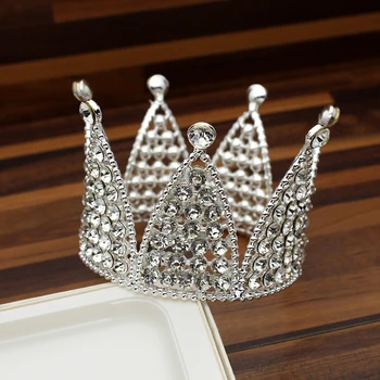 Veľké Vintage Barokový Crystal Princess Plné Kolo Koruny Svadobné Vlasy, Šperky Kruhu Kráľ A Kráľovná Pearl Tiara Pre Svadobný Sprievod