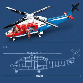 Vojenské Série Námornej núdzový záchranný vrtuľník S76-D Model Stavebné kamene, Tehly, Hračky, Darčeky
