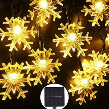 NOVÝ 20 LED Snowflake LED Solárne Lampy LED Reťazec Rozprávkových Svetiel Solárne Girlandy Záhrada Vianočná Výzdoba Pre Domáce Cocina