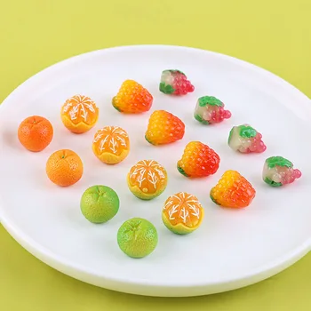 3D Živice Cabochons Ovocie Orange Čerešní, Hrozna, Jahôd Farebné Portrét Patch Nálepky Ornament Príslušenstvo DIY Kvet 100ks