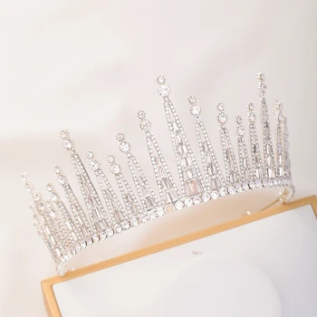 Moderné Svadobné barokový Strieborná farba Crystal Kamienkami koruny Tiara Svadobné doplnky do vlasov Korún Ples Svadobné Headdress