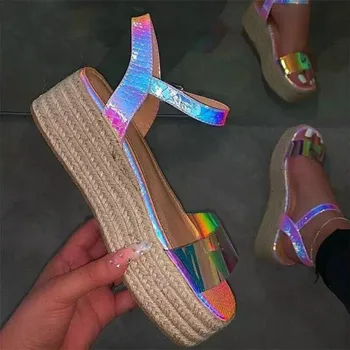 COOTELILI Ženy Letné Sandále na Platforme Módne Pracky Topánky 2020 Nové Módne Sandále Basic Sandále Polovice Päty Žena Plus Veľkosť 43