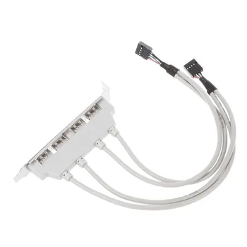 USB 2.0 4 Port Zadný Panel PCI Držiak na Dual 9-Pin Doske Hlavičky Kábel EIG88