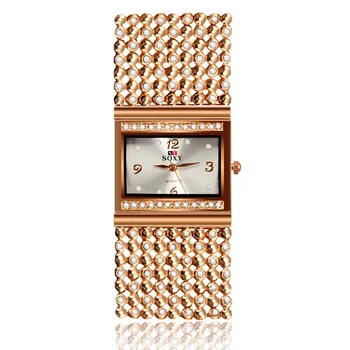 Ženy, Luxusné Zlaté Hodinky Značky SOXY Hodinky Mujer Relojes Šaty Quartz nehrdzavejúcej ocele elegantné Ženy kvalitné náramkové hodinky