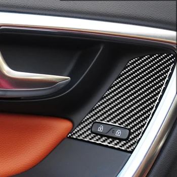 Pre Volvo S60, V60 XC60 2010-2018 Interiérové Dvere Prepínač Blokovania Panel Výbava Príslušenstvo Kryt karbónová Nálepka Auto Styling