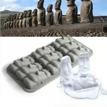 Nový Veľkonočný Ostrov Kamenné Sochy Moai Ľad, Zásobník na Kocky DIY Plesne Lete Mini Silikónových Tortu Formy H386