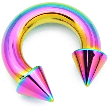 Mačička piercing PA Krúžok-Interne Závitových Rainbow Spike Kruhové Barbells Podkovy Prebodol Telo Šperky Predávané Samostatne