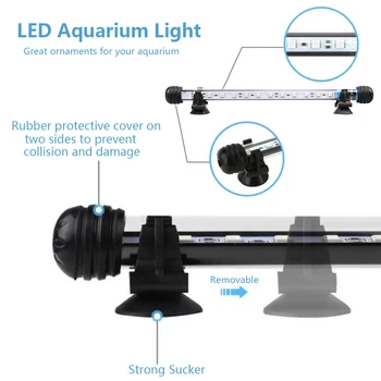 Vodotesný LED Akvárium Svetlá akvárium Osvetlenie Bar RGB 18-118 CM Ponorená pod vodou Klip Lampa Vodné Dekor EÚ a USA, UK, Zapojte