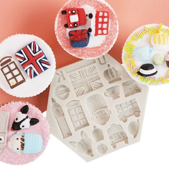 Britský štýl Londýne Vlajka Silikónové Formy Stráže Auto Tvar Cake Zdobenie Fondant Formy 3D Koruny Cukrovinky, Čokoláda Gumpaste Formy