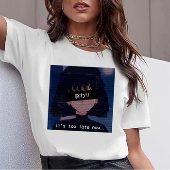 Vaporwave estetické t shirt Grafické t-shirt ženy harajuku žena femme 2019 tee tričko hop kórejský top tričko lete 90. rokoch Bežné