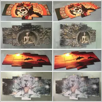 HD vytlačené 5 kus Plátna Umenie kmeň bojovník s koňom Maľovanie 5 panely na Stenu Obrázky a Decor doprava Zadarmo CU-2563B