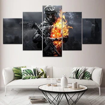 Battlefield 3 hra plagát 5 Kus HD Tapety Umelecké Plátno Tlačiť moderné Plagát Modulárny umenie maľba na Obývacia Izba Domova