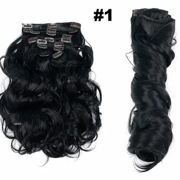 Clip in predlžovanie Vlasov 8pcs 22 inch 55 cm Dlhé Hairpiece Vlnité Tepelne Odolných Syntetických Vlasov Prirodzené Rozšírenie